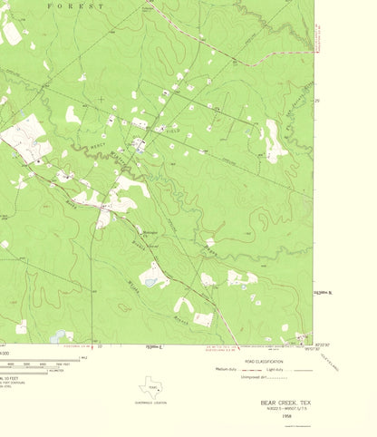 Topographical Map - Bear Creek Texas Quad - USGS 1960 - 23 x 26.66 - Vintage Wall Art