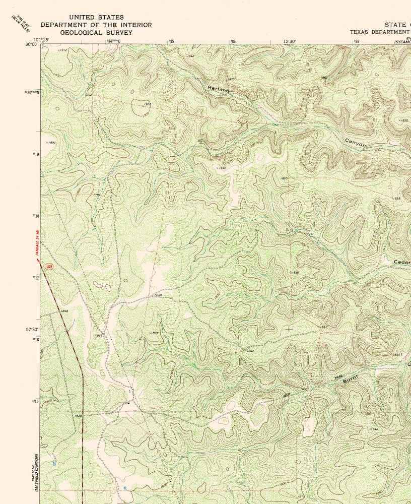 Topographical Map - Bakers Crossing Texas Quad - USGS 1979 - 23 x 28.18 - Vintage Wall Art