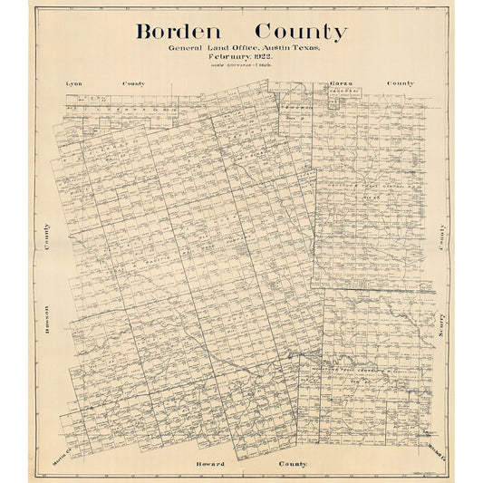 Historic County Map - Borden County Texas - Hedick 1922 - Vintage Wall Art