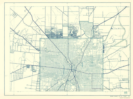 Historic County Map - Bexar County Texas - Highway Department 1936 - 23 x 31.07 - Vintage Wall Art