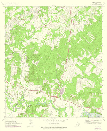 Topographical Map - Belmont Texas Quad - USGS 1964 - 23 x 28.17 - Vintage Wall Art