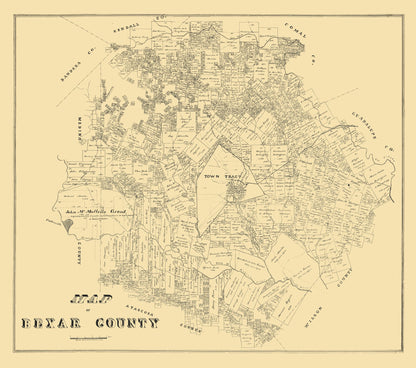 Historic County Map - Bexar County Texas - General Land Office 1879 - 26.00 x 23 - Vintage Wall Art