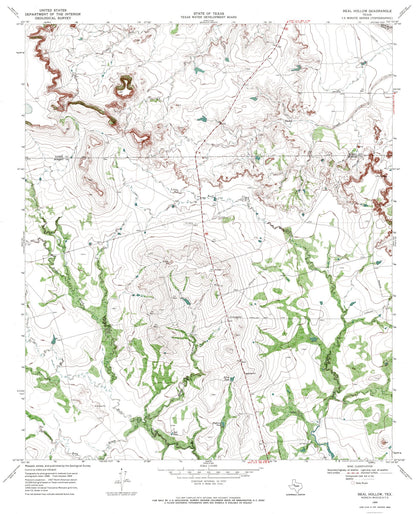 Topographical Map - Beal Hollow Texas Quad - USGS 1969 - 23 x 28.40 - Vintage Wall Art