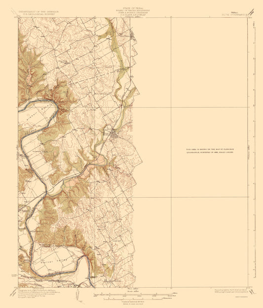 Topographical Map - Blum Texas Quad - USGS 1889 - 23 x 26.95 - Vintage Wall Art