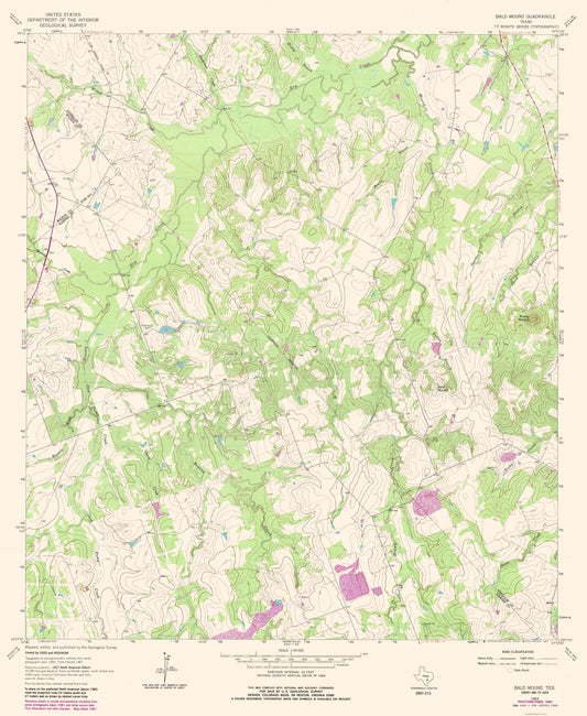 Topographical Map - Bald Mound Texas Quad - USGS 1963 - 23 x 28.06 - Vintage Wall Art