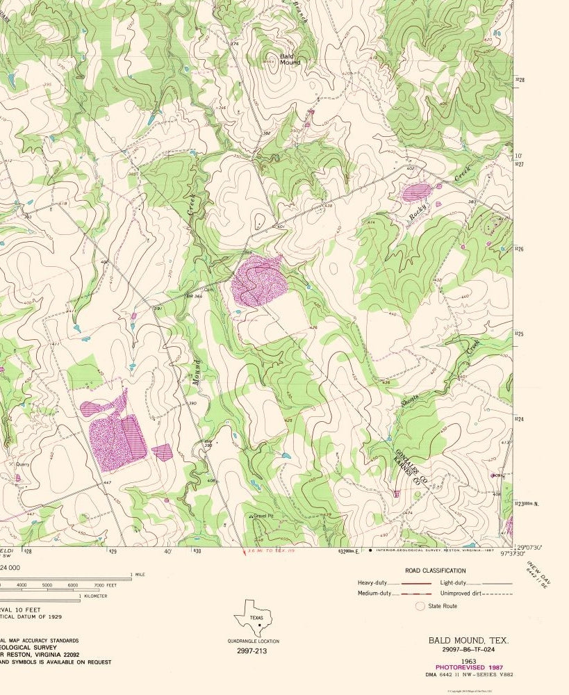 Topographical Map - Bald Mound Texas Quad - USGS 1963 - 23 x 28.06 - Vintage Wall Art