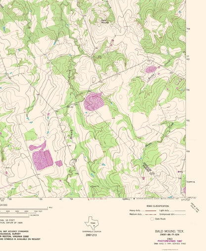 Topographical Map - Bald Mound Texas Quad - USGS 1963 - 23 x 28.06 - Vintage Wall Art