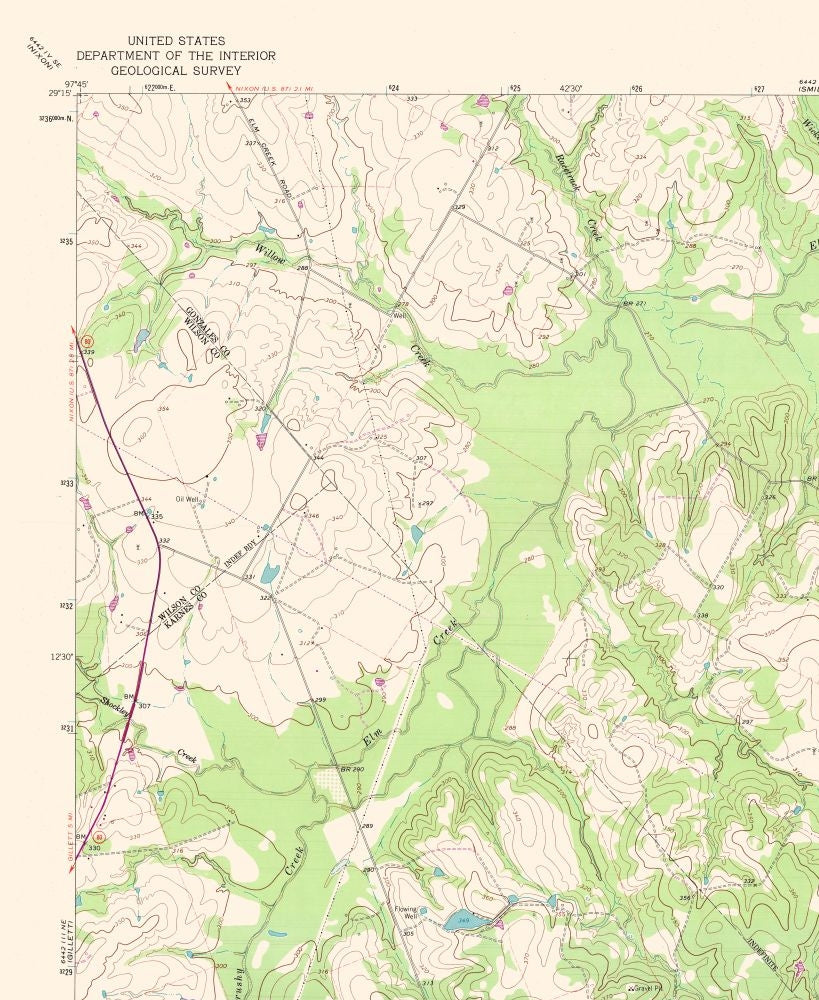 Topographical Map - Bald Mound Texas Quad - USGS 1963 - 23 x 28.06 - Vintage Wall Art