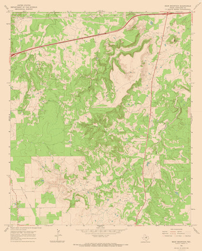 Topographical Map - Bear Mountain Texas Quad - USGS 1966 - 23 x 28.53 - Vintage Wall Art