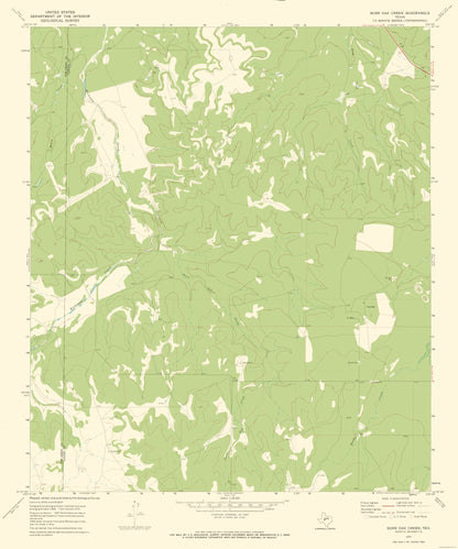 Topographical Map - Burr Oak Creek Texas Quad - USGS 1970 - 23 x 27.62 - Vintage Wall Art