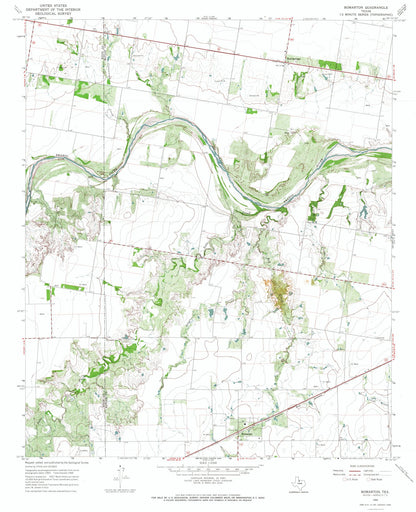 Topographical Map - Bomarton Texas Quad - USGS 1966 - 23 x 28.31 - Vintage Wall Art