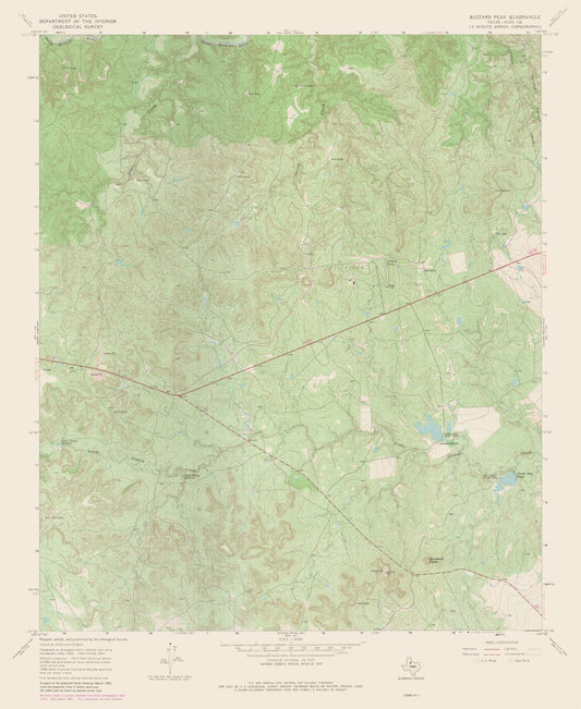 Topographical Map - Buzzard Peak Texas Quad - USGS 1967 - 23 x 28.09 - Vintage Wall Art