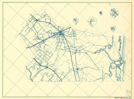 Historic County Map - Brazoria County Texas - General Land Office 1936 - 23 x 31.08 - Vintage Wall Art