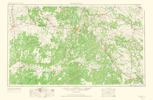 Topographical Map - Brownwood Texas Quad - USGS 1965 - 23 x 35.24 - Vintage Wall Art