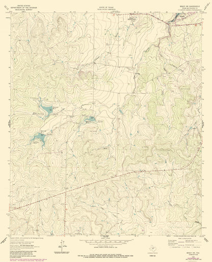 Topographical Map - Brady Texas South West Quad - USGS 1963 - 23 x 28.41 - Vintage Wall Art