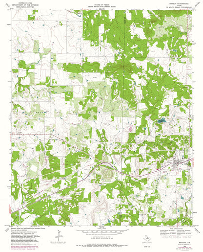 Topographical Map - Bryson Texas Quad - USGS 1964 - 23 x 28.50 - Vintage Wall Art