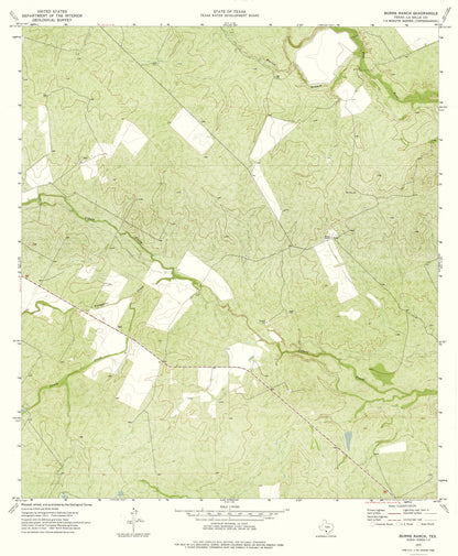 Topographical Map - Burns Ranch Texas Quad - USGS 1974 - 23 x 27.92 - Vintage Wall Art