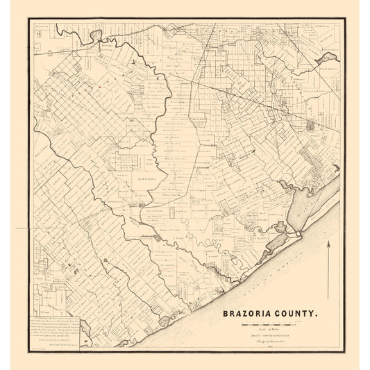 Historic County Map - Brazoria County Texas - Shepard 1877 - 23 x 24.38 - Vintage Wall Art