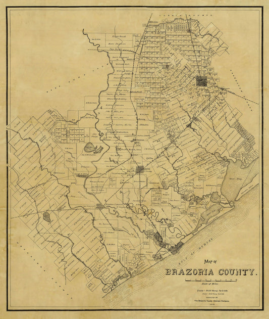 Historic County Map - Brazoria County Texas - General Land Office 1918 - 23 x 27.20 - Vintage Wall Art