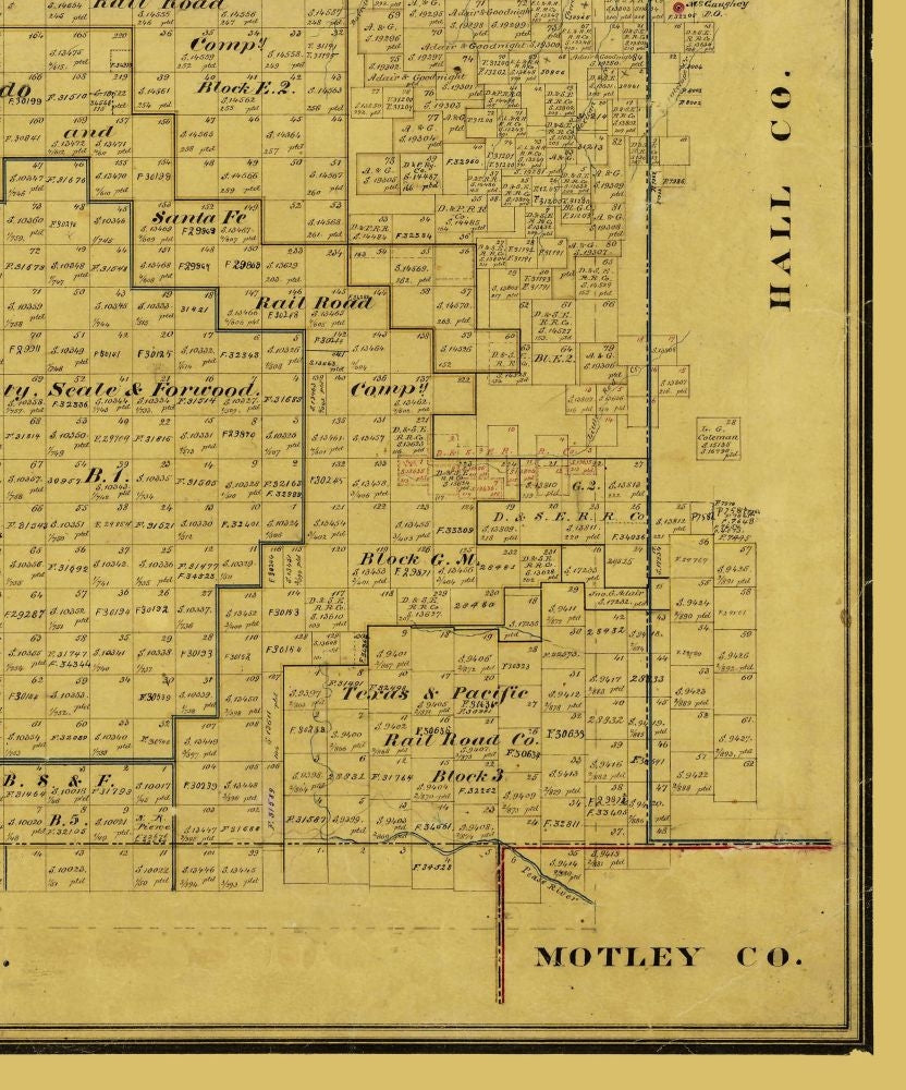 Historic County Map - Briscoe County Texas - Blau 1885 - 23 x 27.62 - Vintage Wall Art
