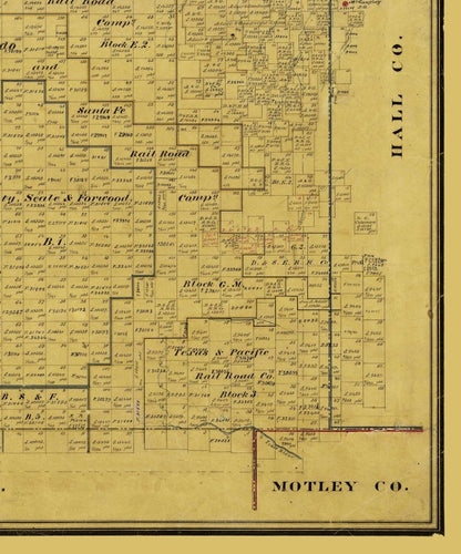 Historic County Map - Briscoe County Texas - Blau 1885 - 23 x 27.62 - Vintage Wall Art