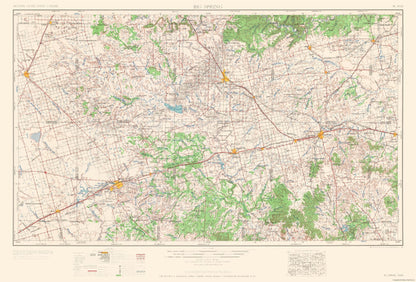 Topographical Map - Big Spring Howard County Texas Quad - USGS 1954 - 33.98 x 23 - Vintage Wall Art