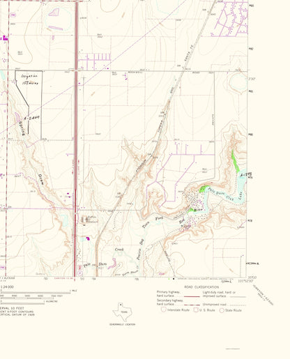 Topographical Map - Buffalo Stadium Texas Quad - USGS 1975 - 23 x 28.51 - Vintage Wall Art