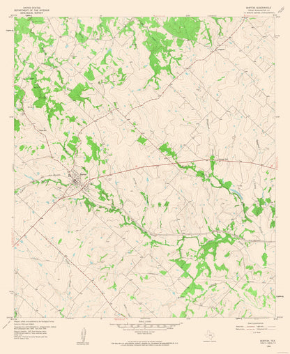 Topographical Map - Burton Texas Quad - USGS 1958 - 23 x 28.10 - Vintage Wall Art