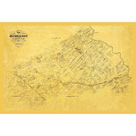 Historic County Map - Burleson County Texas - Martin 1856 - 34.04 x 23 - Vintage Wall Art