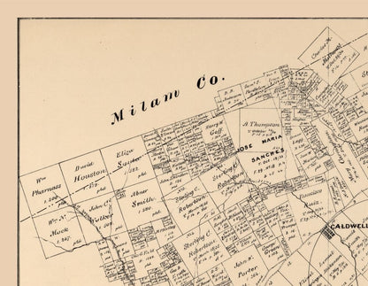 Historic County Map - Burleson County Texas - Walsh 1879 - 23 x 29.59 - Vintage Wall Art