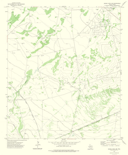 Topographical Map - Buena Vista Texas South West Quad - USGS 1972 - 23 x 27.78 - Vintage Wall Art