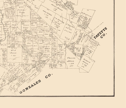 Historic County Map - Caldwell County Texas - Walsh 1879 - 26.91 x 23 - Vintage Wall Art