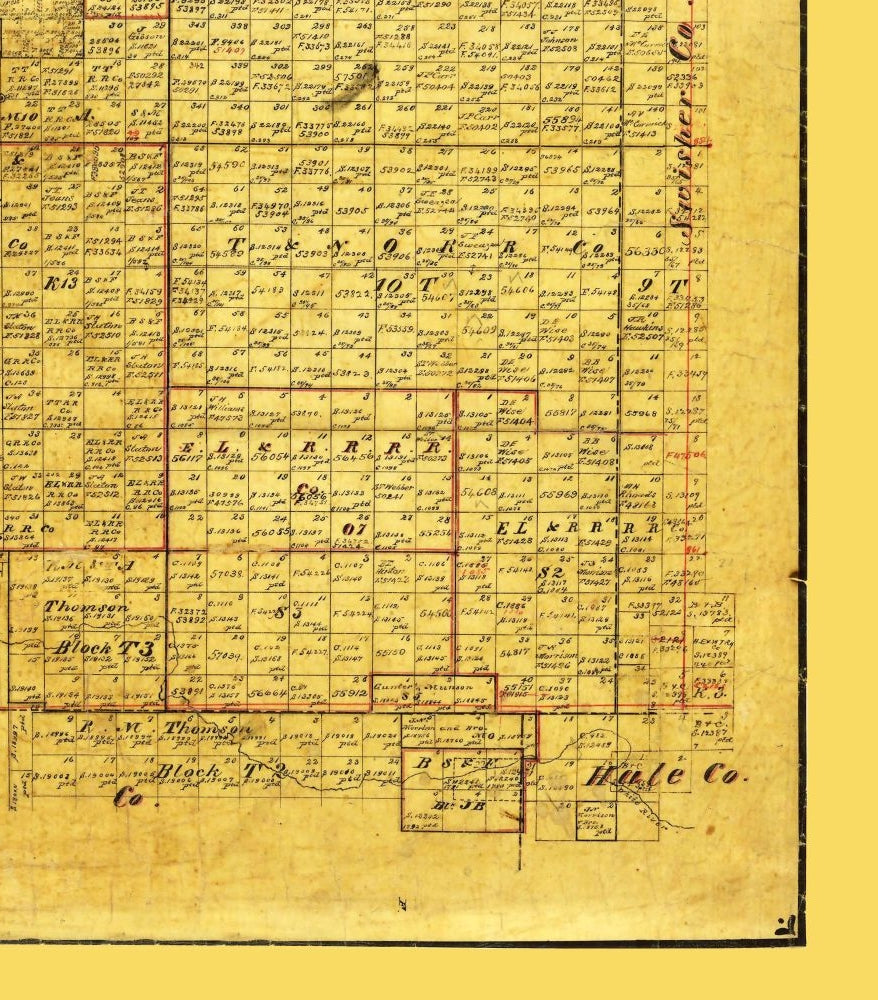 Historic County Map - Castro County Texas - Pressler 1891 - 23 x 26.19 - Vintage Wall Art