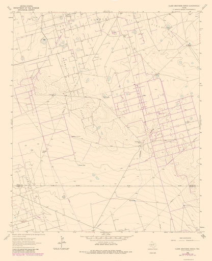 Topographical Map - Clark Brothers Ranch Texas Quad - USGS 1981 - 23 x 28.24 - Vintage Wall Art