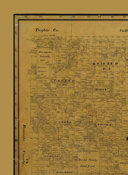 Historic County Map - Coleman County Texas - Clark 1895 - 23 x 31.34 - Vintage Wall Art