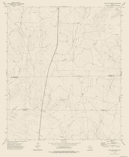 Topographical Map - Coon Dive Draw Texas Quad - USGS 1973 - 23 x 27.83 - Vintage Wall Art