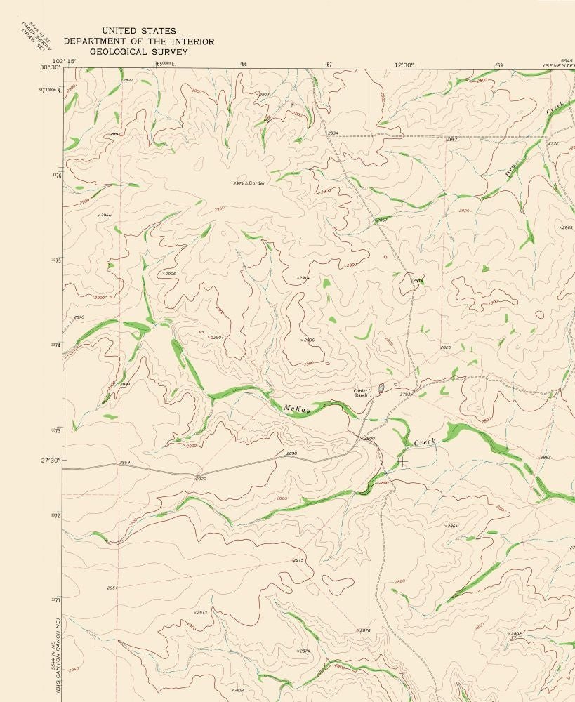 Topographical Map - Circle Dot Ranch Texas Quad - USGS 1969 - 23 x 28.09 - Vintage Wall Art