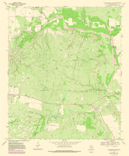 Topographical Map - Clairemont Texas East Quad - USGS 1981 - 23 x 27.78 - Vintage Wall Art