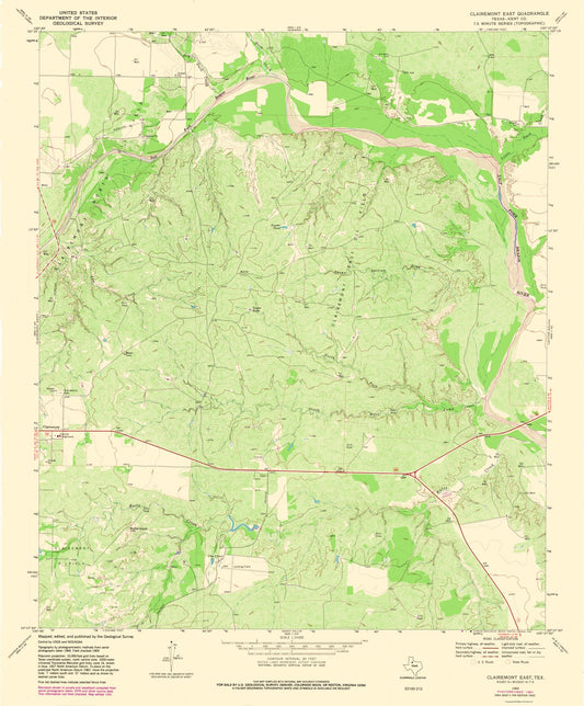 Topographical Map - Clairemont Texas East Quad - USGS 1981 - 23 x 27.78 - Vintage Wall Art