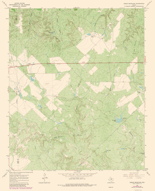 Topographical Map - Cedar Mountain Texas Quad - USGS 1981 - 23 x 28.30 - Vintage Wall Art