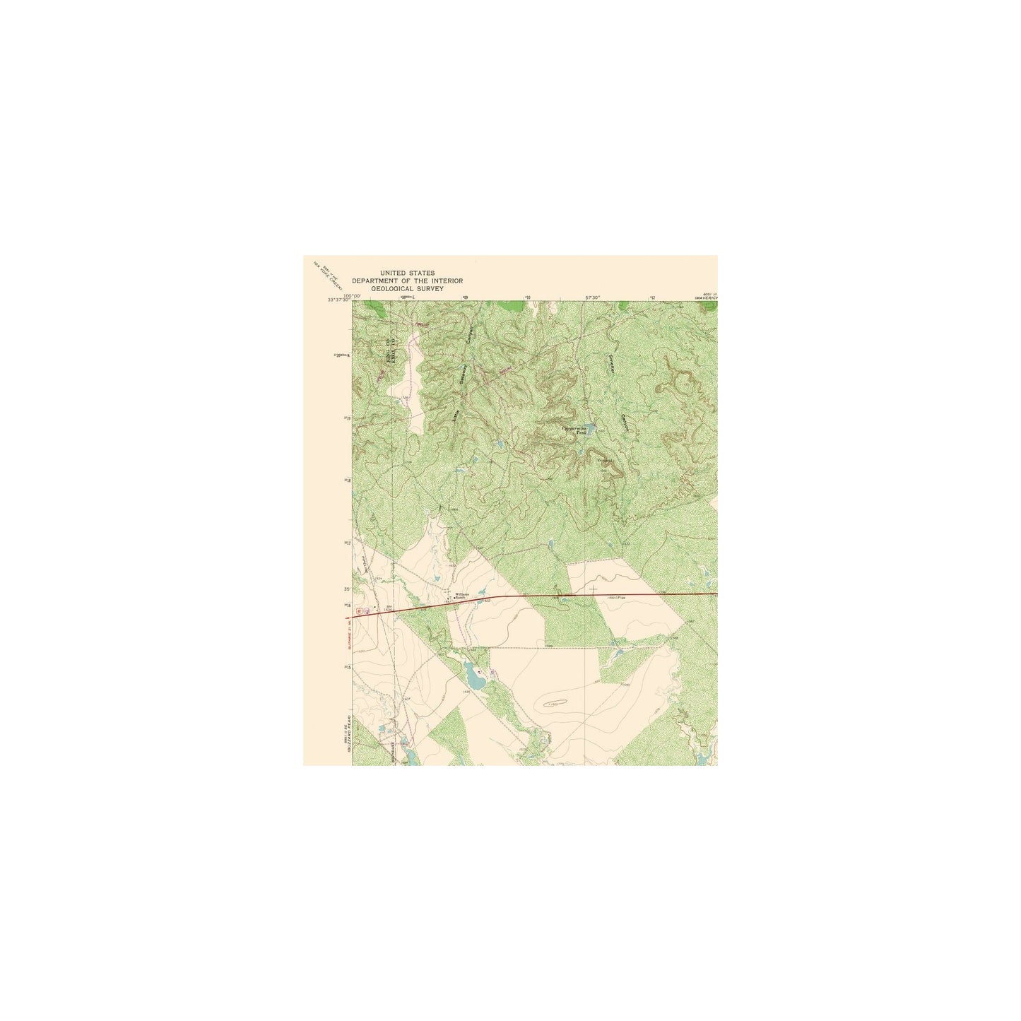 Topographical Map - Cedar Mountain Texas Quad - USGS 1981 - 23 x 28.30 - Vintage Wall Art