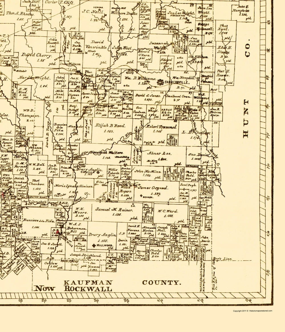 Historic County Map - Collin County Texas - Gast 1881 - 23 x 26.81 - Vintage Wall Art