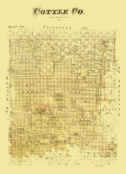 Historic County Map - Cottle County Texas - General Land Office 1890 - 23 x 31.76 - Vintage Wall Art