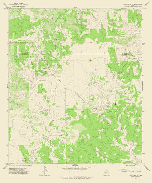 Topographical Map - Christoval Texas South East Quad - USGS 1972 - 23 x 27.63 - Vintage Wall Art