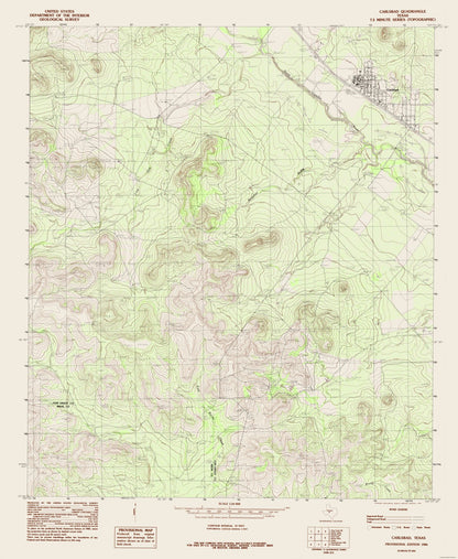 Topographical Map - Carlsbad Texas Quad - USGS 1984 - 23 x 28.03 - Vintage Wall Art