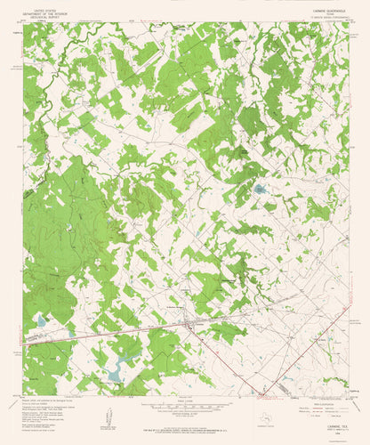 Topographical Map - Carmine Texas Quad - USGS 1958 - 23 x 27.66 - Vintage Wall Art