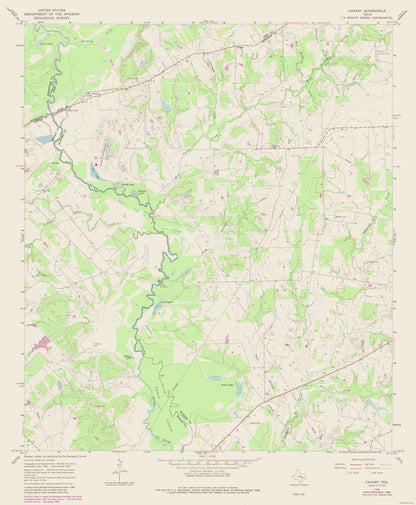 Topographical Map - Canary Texas Quad - USGS 1965 - 23 x 27.90 - Vintage Wall Art