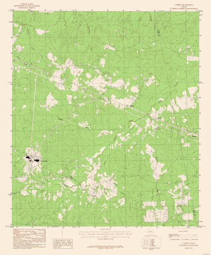 Topographical Map - Camden Texas Quad - USGS 1979 - 23 x 27.86 - Vintage Wall Art