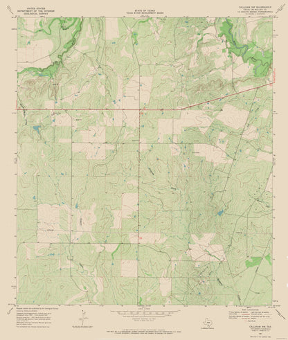 Topographical Map - Calliham Texas Quad - USGS 1967 - 23 x 27.16 - Vintage Wall Art