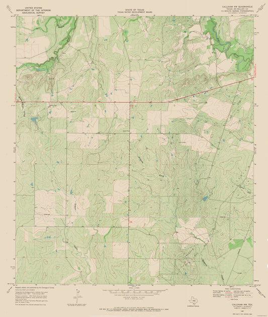 Topographical Map - Calliham Texas Quad - USGS 1967 - 23 x 27.16 - Vintage Wall Art